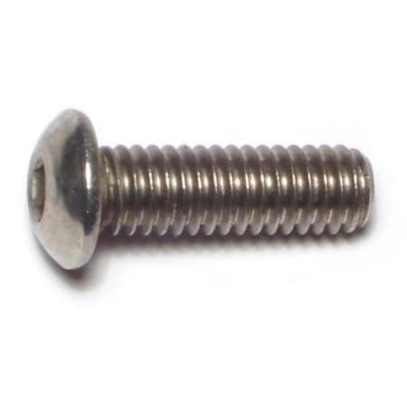 Midwest Fastener 5/16"-18 Socket Head Cap Screw, Button, Plain 18-8 Stainless Steel, 1 in Length, 10 PK 72067